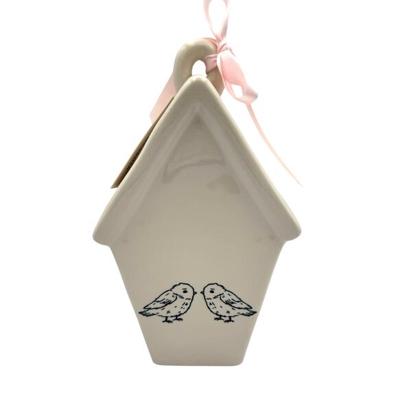 Rae Dunn LOVE White Ceramic Square Birdhouse NEW Valentine Home Decor - Picture 2 of 4